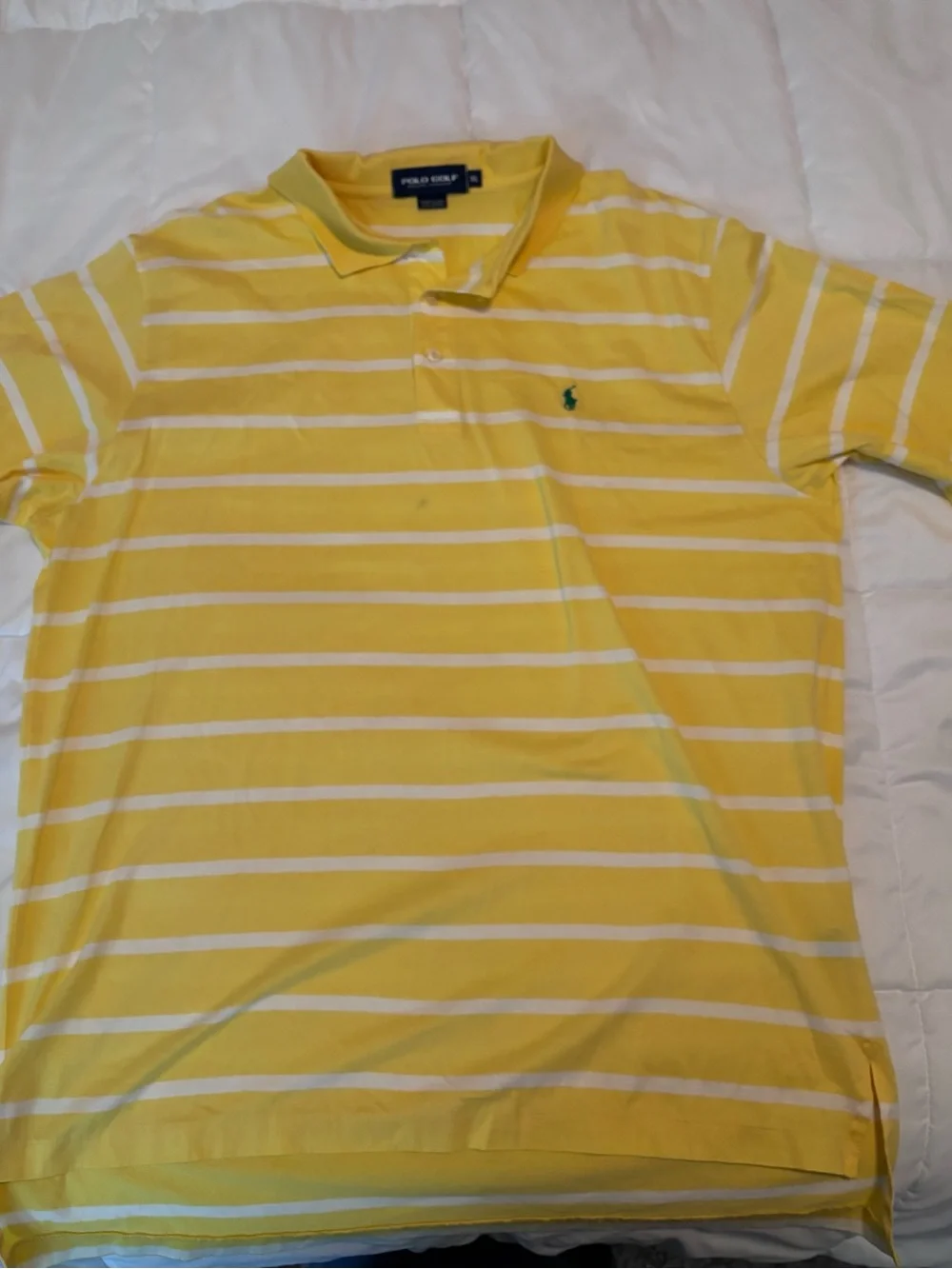 Ralph Lauren Yellow & White Striped Polo with Green Pony